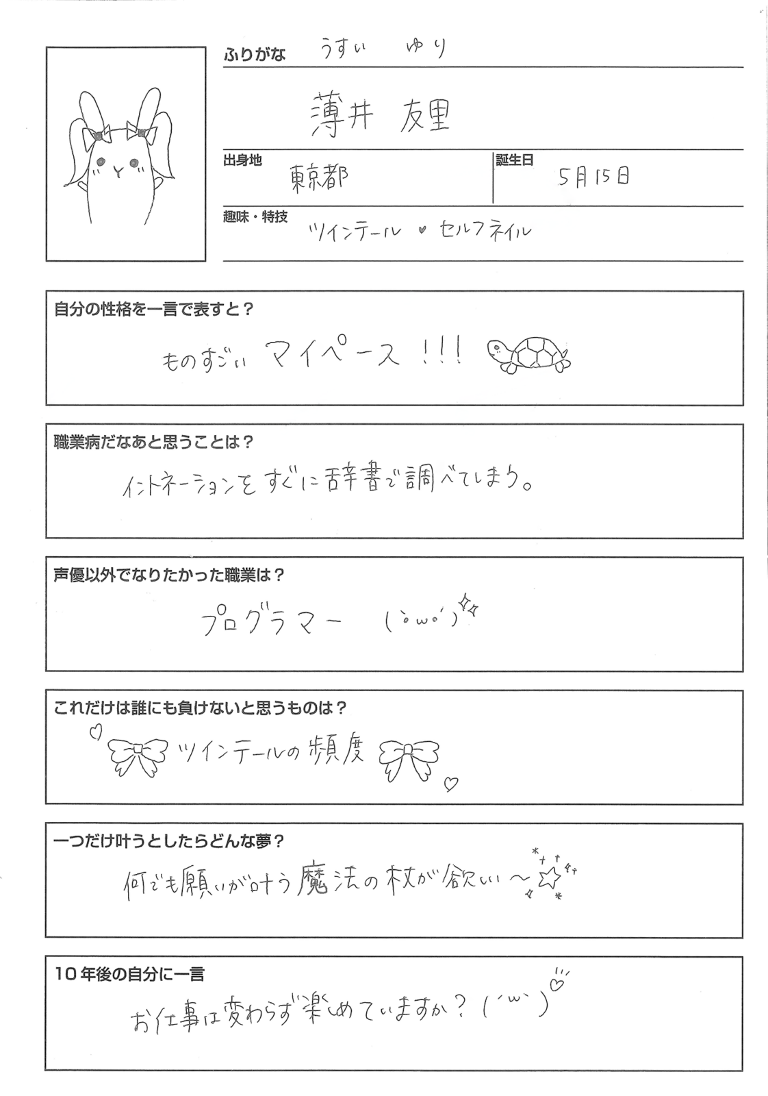 「声優図鑑」薄井友里